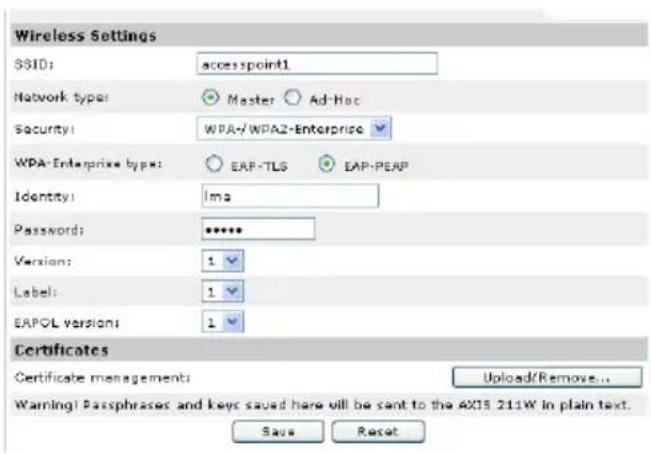 AXIS 211W - EAP-PEAP/MSCHAPv2 - 1
