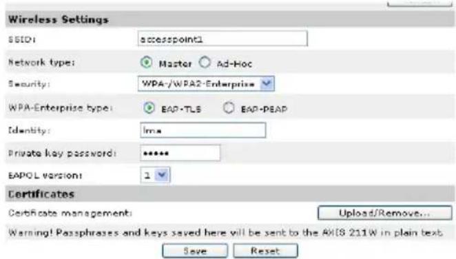 AXIS 211W - EAP-TLS - 1