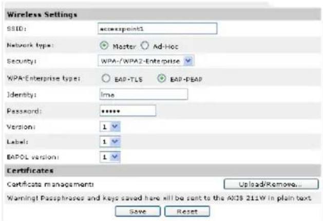 AXIS 211W - EAP-PEAP/MSCHAPv2 - 1
