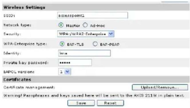 AXIS 211W - EAP-TLS - 1