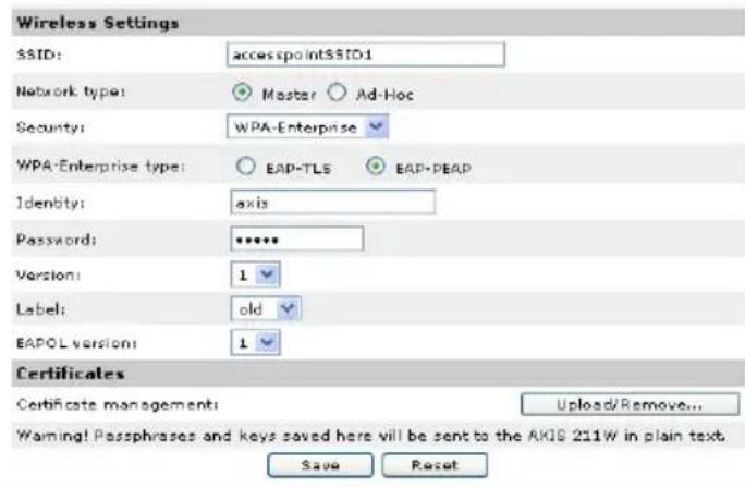 AXIS 211W - EAP-PEAP/MSCHAPv2 - 1