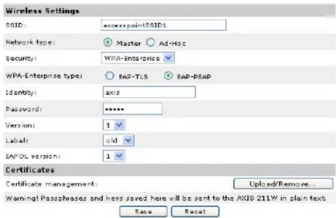 AXIS 211W - EAP-PEAP/MSCHAPv2 - 1