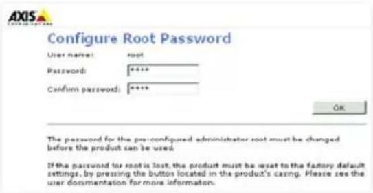 AXIS 207W - Set the password - 1