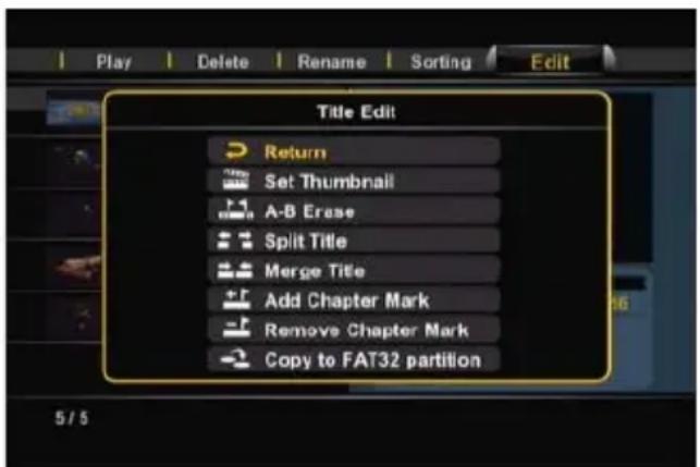 CONCEPTRONIC Media Giant met DVBT - O menu 'Edit' (Editor) explicado - 1