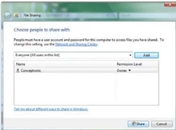 CONCEPTRONIC Media Giant met DVBT - File sharing in Windows Vista - 2