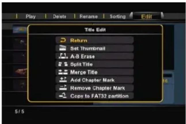 CONCEPTRONIC Media Giant met DVBT - Spiegazione del Menu "Edit" - 1