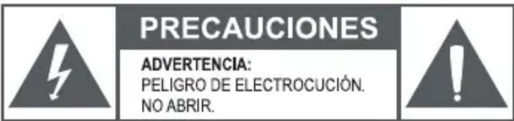 PRECAUCIONES ADVERTENCIA: PELIGRO DE ELECTROCUCIÓN. NO ABRIR.