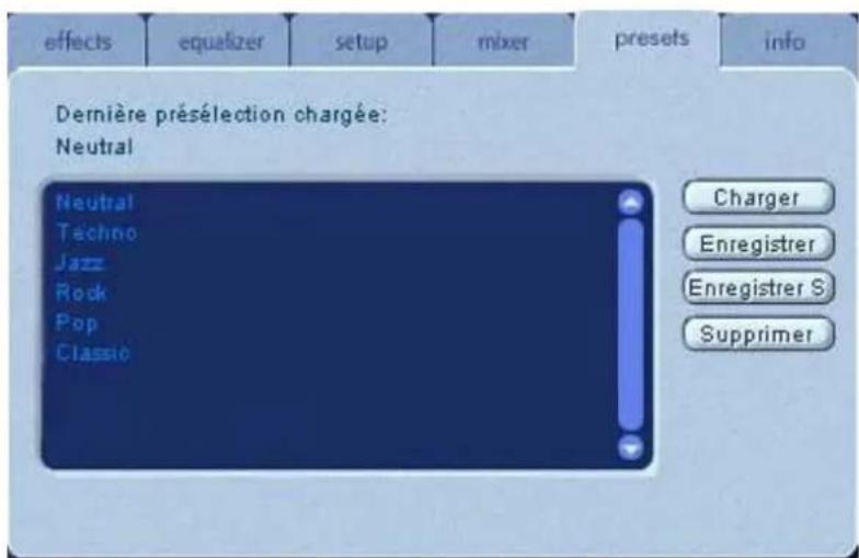 PHILIPS PSC805 - Onglet Présélections - 1