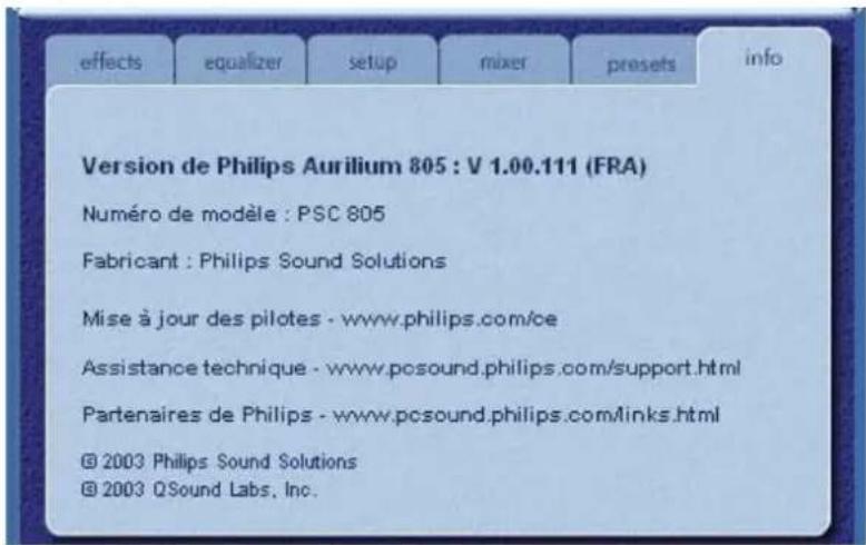 PHILIPS PSC805 - Onglet Info - 1