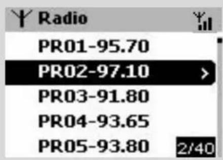 Radio PR01-95.70 PR02-97.10 > PR03-91.80 PR04-93.65 PR05-93.80 2/40