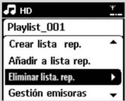 PHILIPS WACS7005 - Eliminación de una lista de reproducción, album o pista - 1