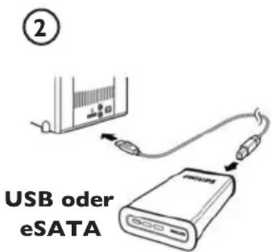 PHILIPS SPD5130CC - Anschließen der externen Festplatte an Ihr System - 2