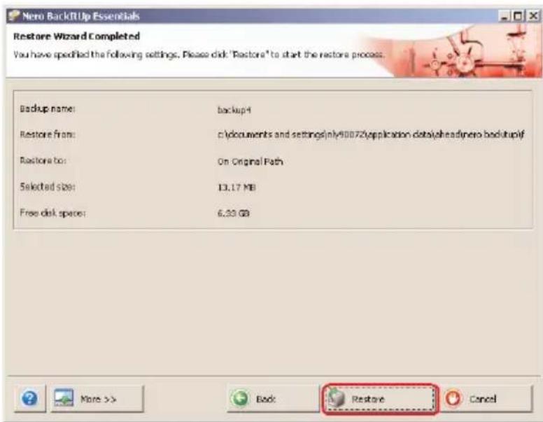 PHILIPS SPD5121CC - Come ripristinare un backup - 6