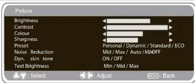 SANYO 42WPX1 - Picture menu - 1