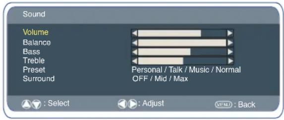 SANYO 42WPX1 - Sound menu - 1