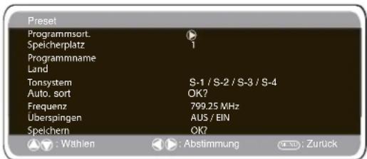 SANYO 42WPX1 - Preset menu - 1
