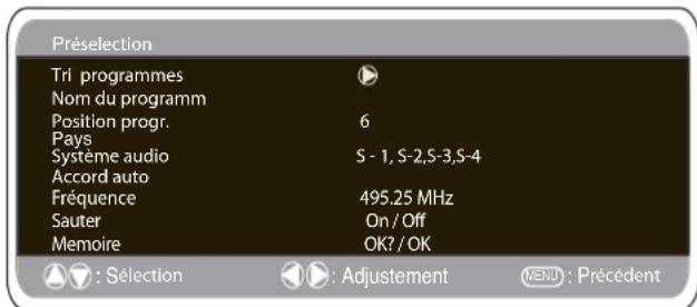 SANYO 42WPX1 - Menu Préréglages - 1