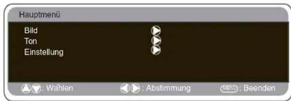 Hauptmenü Bild Ton Einstellung Wahlen ; Abstimmung ; Beenden