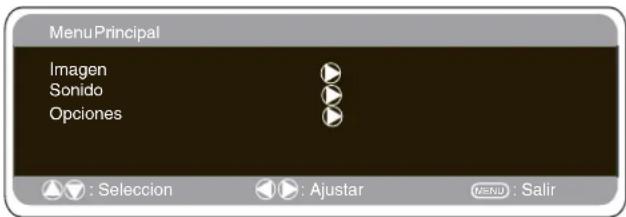 MenuPrincipal Imagen Sonido Opciones : Seleccion : Ajustar MENU : Salir