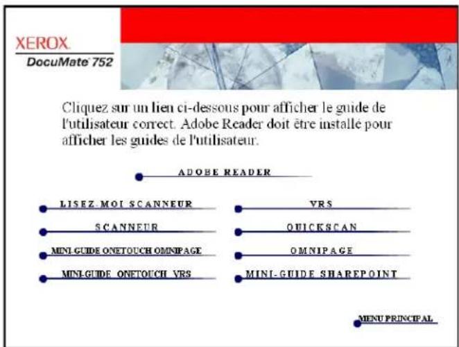 XEROX Documate 752 - Affichage des guides de l'utilisateur - 1