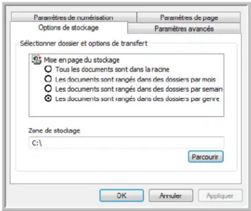 XEROX Documate 752 - Cliquez sur l'onglet options de stockage. - 1