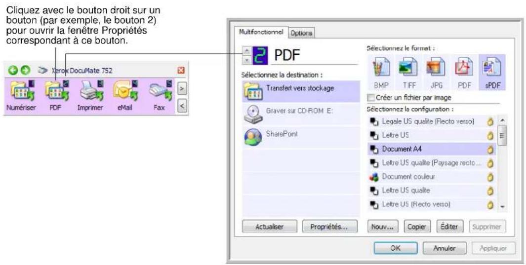 XEROX Documate 752 - Pour ouvrir la fenêtre propriétés one touch : - 2