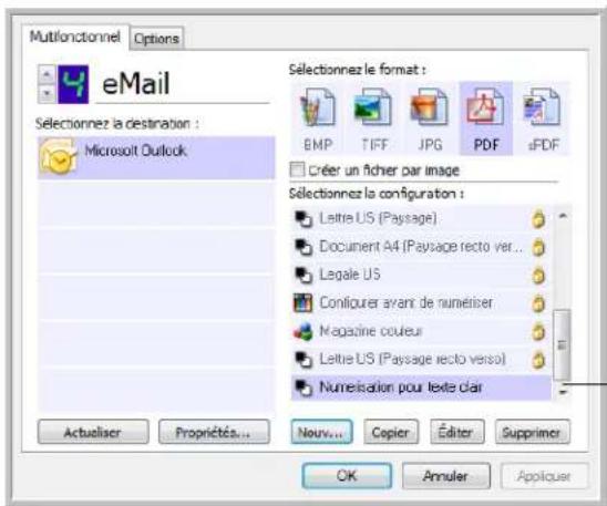 XEROX Documate 752 - Pour modifier ou supprimer une configuration de numérisation : - 1