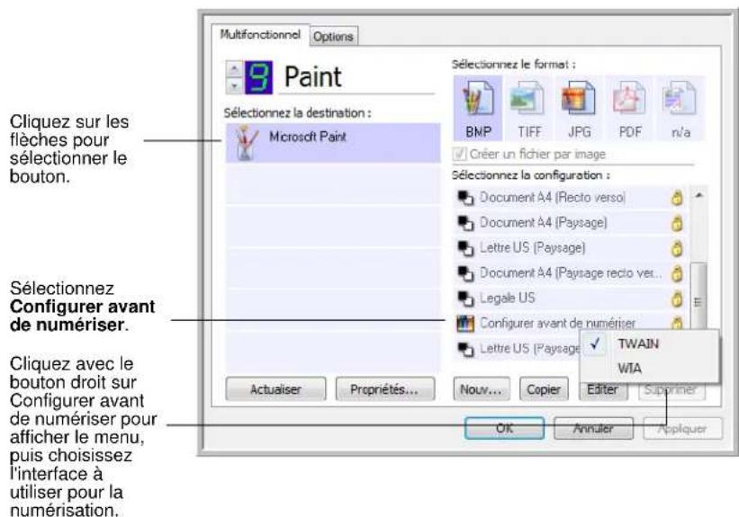 XEROX Documate 752 - Pour définir l'option configurer avant de numériser : - 1