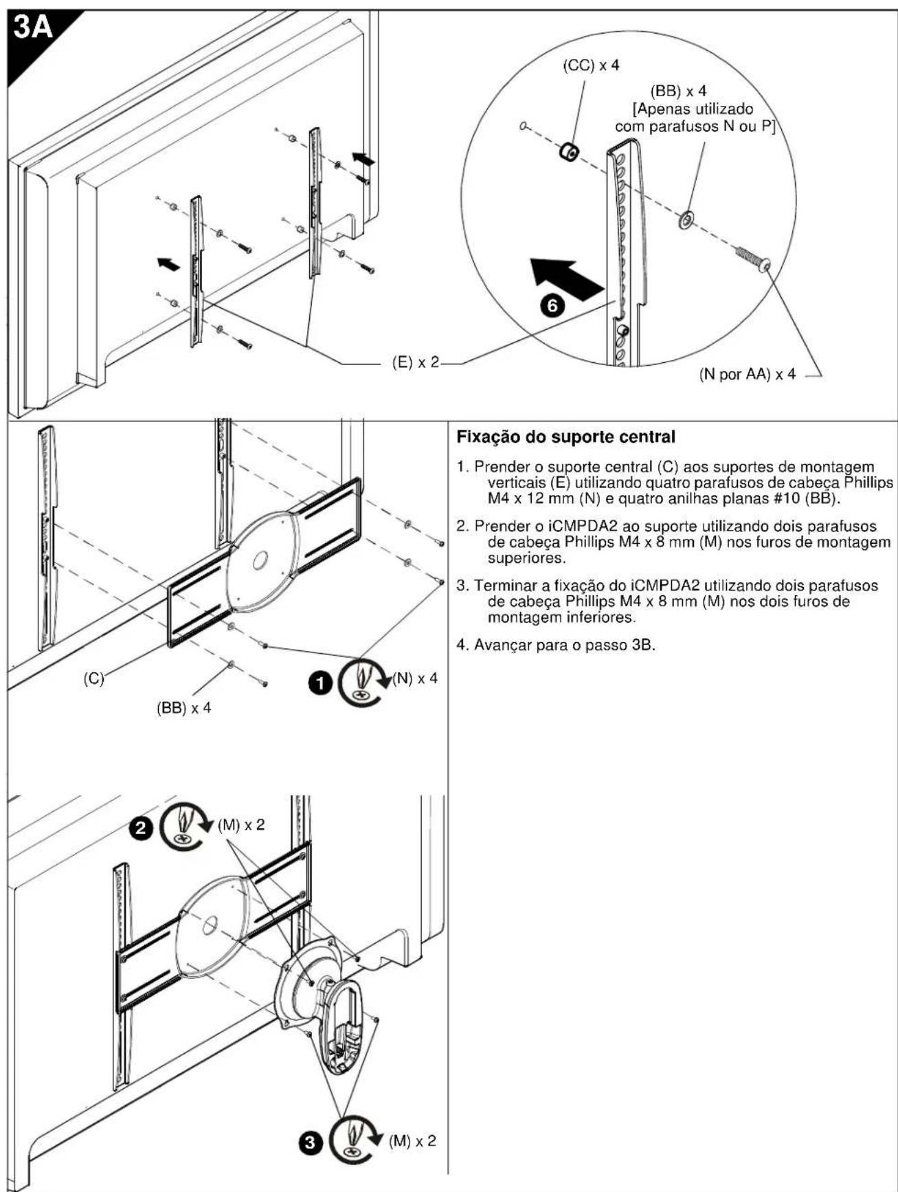 Chief iCMPDA2T02 - Fixar os suportes verticals - 2