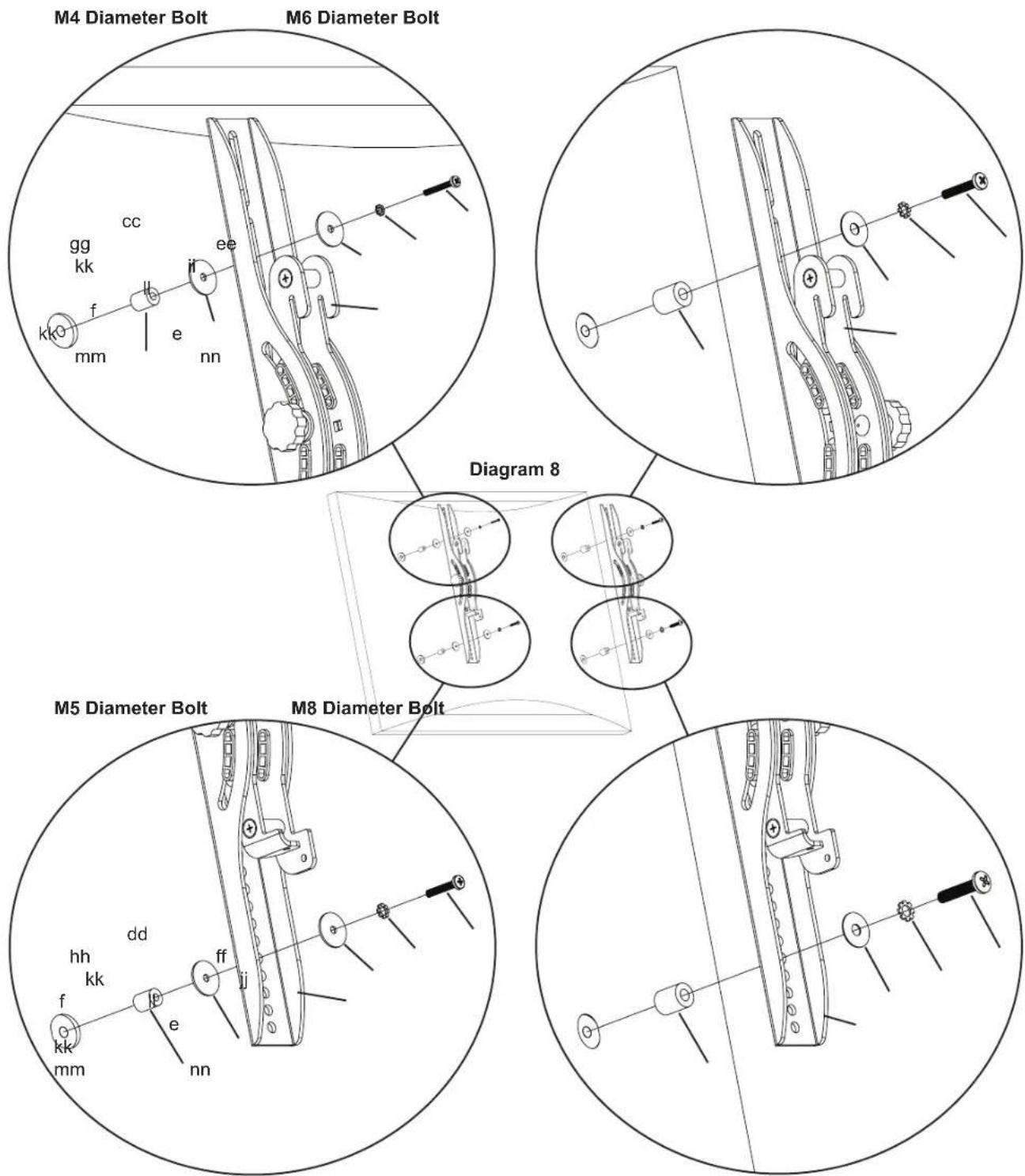 Chief PFFP2B - Step 7: Mounting Monitor Brackets to a television with a flat back - 2