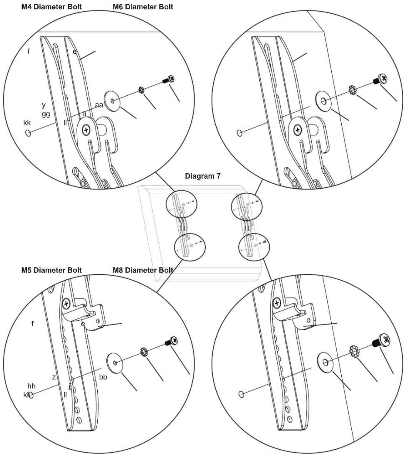 Chief PFFP2B - Step 7: Mounting Monitor Brackets to a television with a flat back - 1