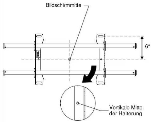 Bildschirmmitte 6" Vertikale Mitte der Halterung