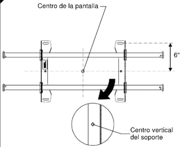 Centro de la pantalla 6" Centro vertical del soporte