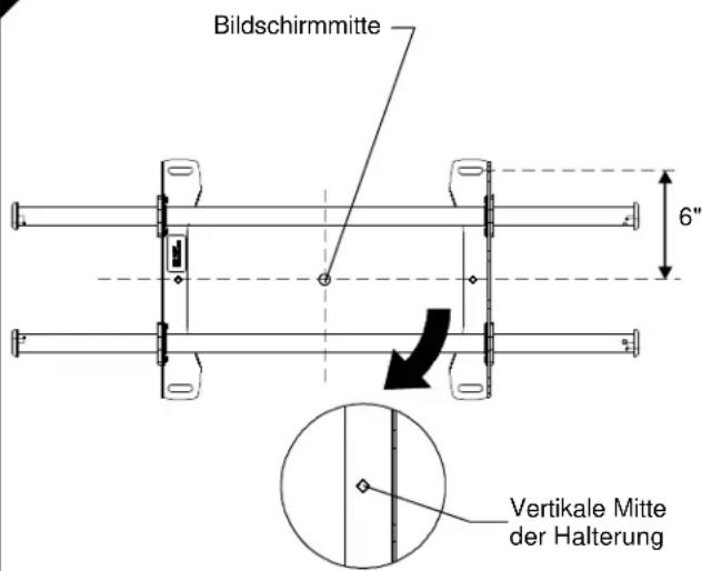 Bildschirmmitte 6" Vertikale Mitte der Halterung