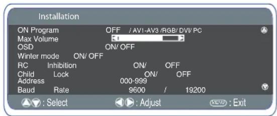 SANYO 32LM5WP - Installation Menu - 1