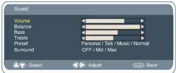 SANYO 32LM5WP - Sound menu - 1