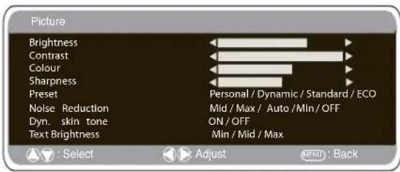SANYO 32LM5WP - Picture menu - 1