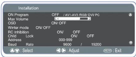 SANYO 32LM5R - Installation Menu - 1