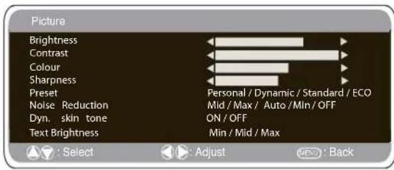 SANYO 32LM5R - Picture menu - 1