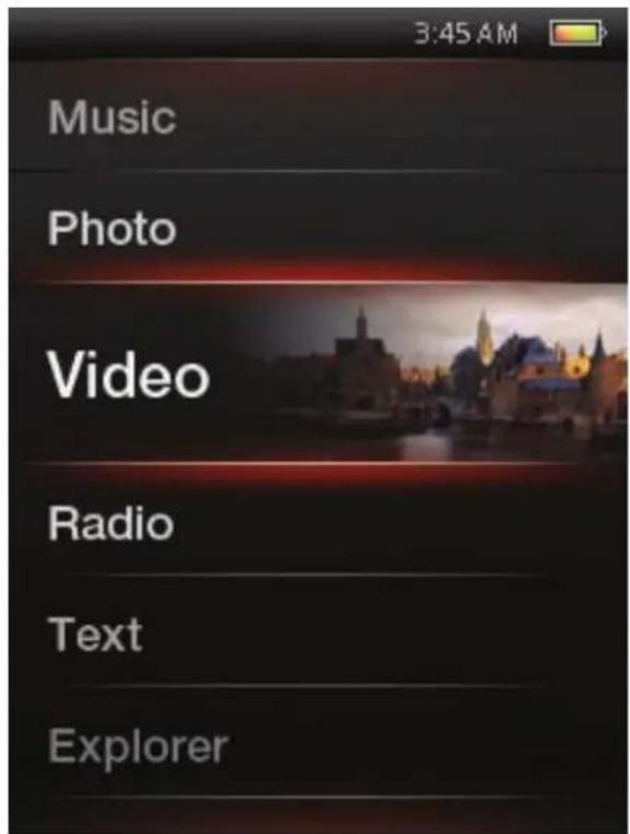 COBY MP767 - À propos du menu principal - 2