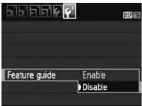 CANON EOS Rebel T3 - MENU Disabling the Feature Guide - 1