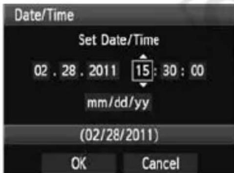 CANON EOS Rebel T3 - Under the [Y:] tab, select [Date/ Time]. - 1