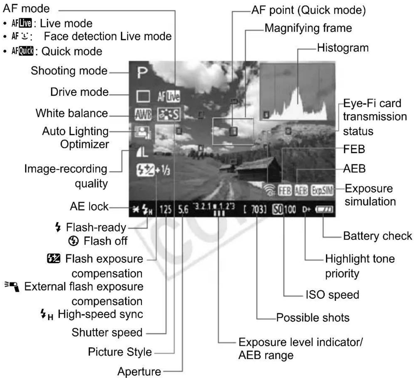 CANON EOS Rebel T3 - About the Information Display - 1