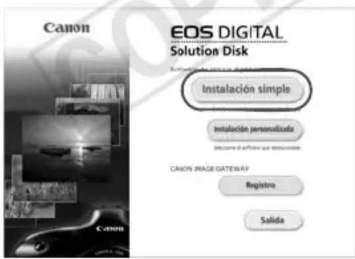 CANON EOS Rebel T3 - Hagablick en [Instalacion simple] y siga las instrucciones que aparecen en la pantalla para realizar la instalacion. - 1