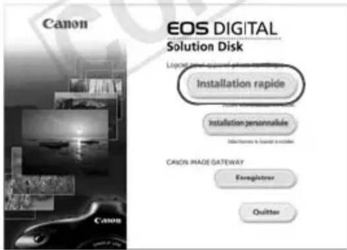 CANON EOS Rebel T3 - 2Cliquez sur [Installation rapide] et suivez les instructions à l'écran pour l'installation. - 1