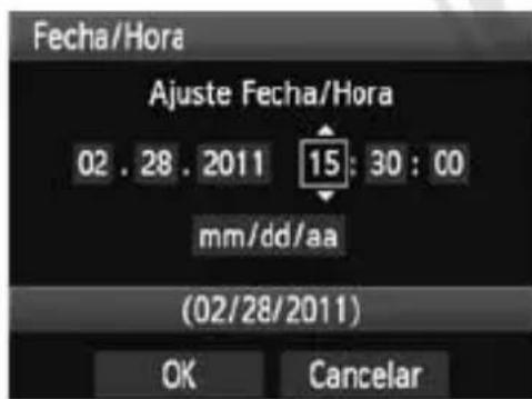 CANON EOS Rebel T3 - Bajo la ficha [F], selezione [Fecha/Hora]. - 1