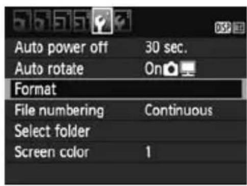 CANON EOS Rebel T3 - MENU Formatting the Card - 1