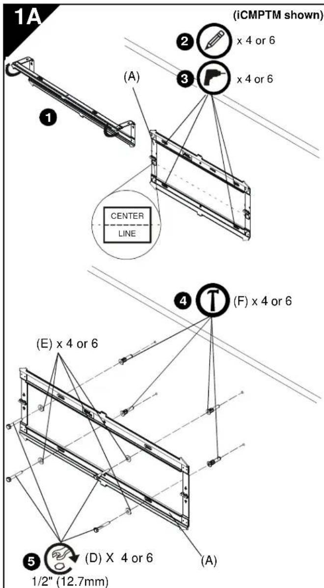 Chief iCLPTM3B03 - INSTALL WALL PLATE TO WALL - WOOD STUDS - 2