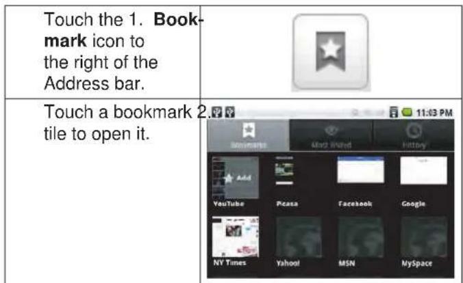 COBY Kyros MID8024 - To go to a bookmarked webpage. + - 1