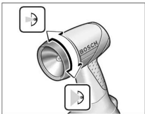 BOSCH GLI 12 V - Leuchtstrahl/Brennweite verändern - 1